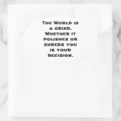 世間は苦労千万だ 楕円形シール (バッグ)