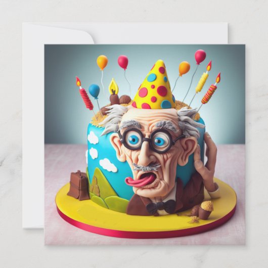 丘おもしろいの上のテーマのお誕生日ケーキ カード (正面)