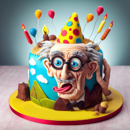 丘おもしろいの上のテーマのお誕生日ケーキ カード