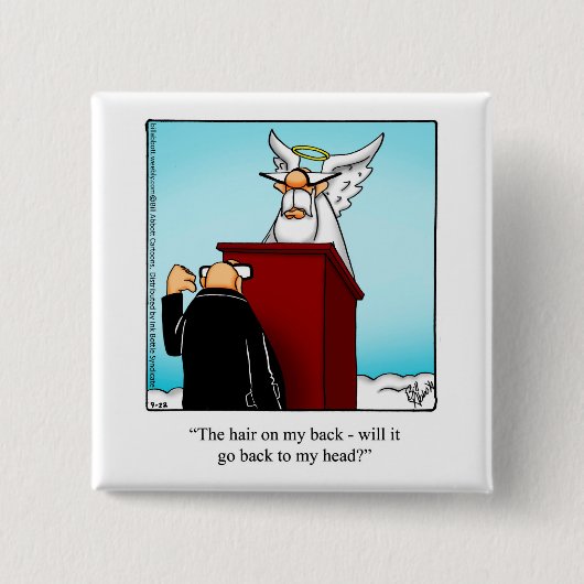 丘おもしろいの上のユーモア誕生日ボタン 缶バッジ (正面)