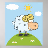 丘おもしろいの上の羊 ポスター (正面)