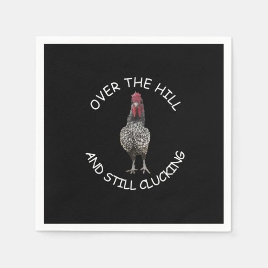 丘おもしろいの上の鶏がまだ軽くパーティー スタンダードカクテルナプキン (正面)