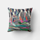 丘および山は水彩画の枕を抽出します クッション (裏面)