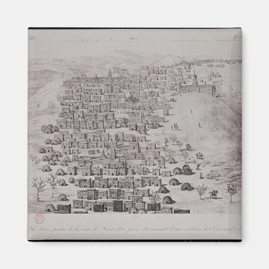 丘からのティンブクトゥの町の一部のビュー マグネット (正面)