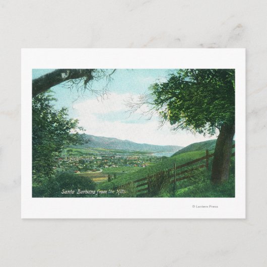 丘から見た都市の航空写真 ポストカード (正面)