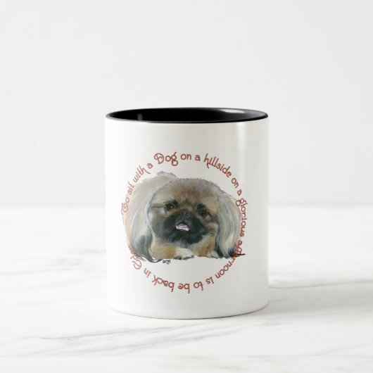 丘で犬と座る智慧 ツートーンマグカップ (中央)