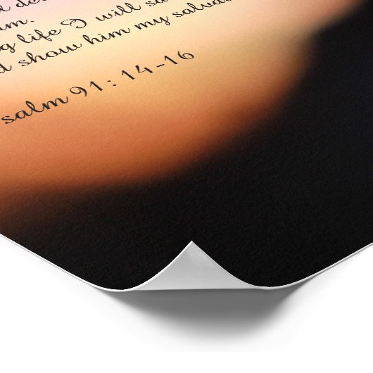 丘と日没のPsalm 91黒十字 ポスター (角)