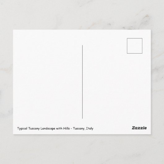 丘のある典型的なトスカーナの風景 – イタリア ポストカード (裏面)
