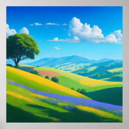 丘のある明転がるい風景 ポスター
