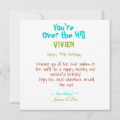 丘のおもしろい上の人々のお誕生日ケーキ カード (裏面)