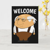 丘のおもしろい上の老人誕生日グリーティング カード (黄色い花)