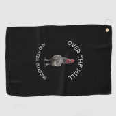 丘のまだ意を表すオンドリの黒におもしろい ゴルフタオル (横)