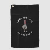 丘のまだ意を表すオンドリの黒におもしろい ゴルフタオル (正面)