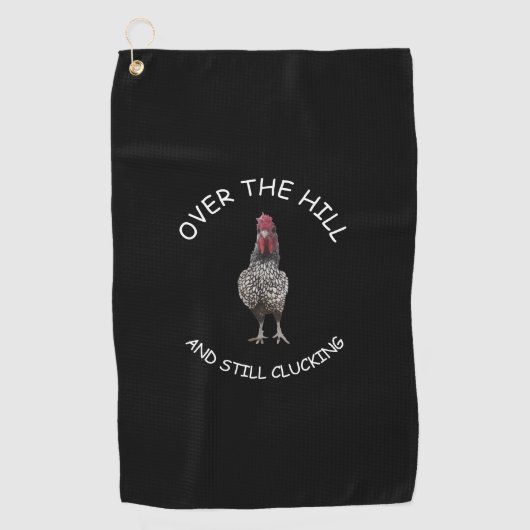 丘のまだ意を表すオンドリの黒におもしろい ゴルフタオル (正面)