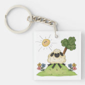 丘のキーチェーンの上の羊 キーホルダー (正面)
