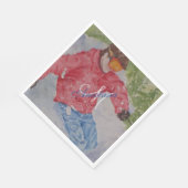 丘のスキーパーティーのモノグラム スタンダードランチョンナプキン (角)