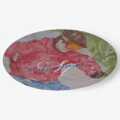 丘のスキーヤーのパーティーのモノグラム ペーパープレート (アングル)