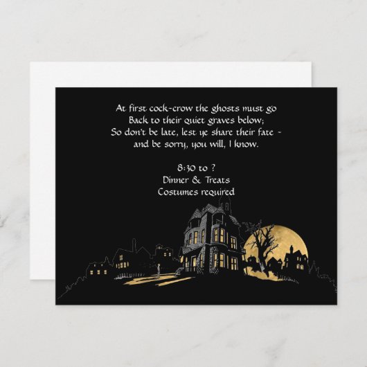 丘のハローウィンパーティの招待状のお化け屋敷 招待状 (正面/裏面)