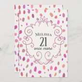 丘のマイル標石の誕生日にかわいいピンク 招待状 (正面/裏面)