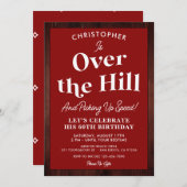 丘の上おもしろいで任意の年齢の誕生日パーティー 招待状 (正面/裏面)
