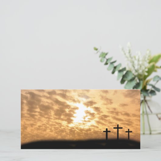 丘の上に十字架イースター"彼は上昇している"写真カード シーズンカード (スタンド正面)