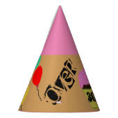 丘の上に30位のピンクのカップケーキの風船の帽子 パーティーハット (左)