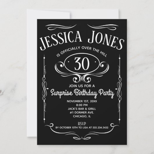 丘の上のウイスキーのラベル 招待状 (正面)