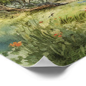 丘の上のコテージへの水の色の曲がりくねったパス ポスター (角)