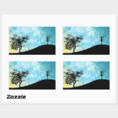 丘の上のバスケット#2 長方形シール (シート)