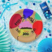 丘の上のピンクのカップケーキバルーンプレート ペーパープレート (パーティー)