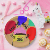 丘の上のピンクのカップケーキバルーンプレート ペーパープレート (パーティー)