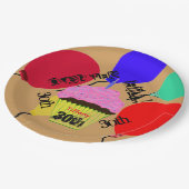 丘の上のピンクのカップケーキバルーンプレート ペーパープレート (アングル)