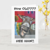 丘の上のユーモアの上で「笑うロバの挨拶」 カード (黄色い花)