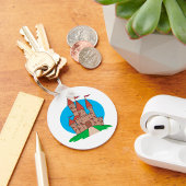 丘の上の城の赤い旗のキーチェーン キーホルダー