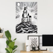 丘の上の城 | AIアートポスター ポスター (ホームオフィス)