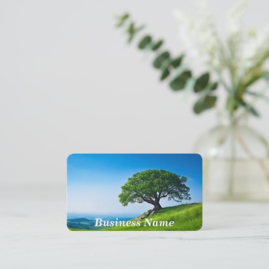 丘の上の木と青空 名刺 (スタンド正面)