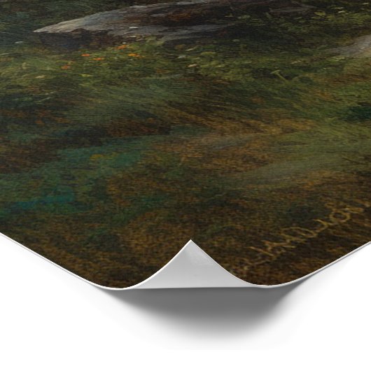 丘の上の牧草地を曲がりくねった油絵 ポスター (角)