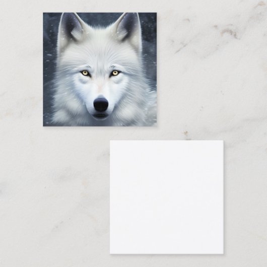 丘の上の白い狼のポートレートシネマティック4K スクエア名刺 (正面/裏面)