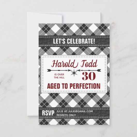 丘の上の白黒の格子縞 招待状 (正面)