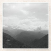 丘の上の雲と白黒の写真 ガラスコースター (正面)