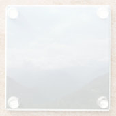 丘の上の雲スカイブルーカラー写真 ガラスコースター (裏面)