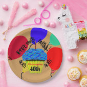 丘の上の青いカップケーキバルーンプレート ペーパープレート (パーティー)