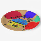 丘の上の青いカップケーキバルーンプレート ペーパープレート (アングル)