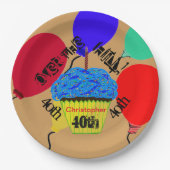 丘の上の青いカップケーキバルーンプレート ペーパープレート (正面)