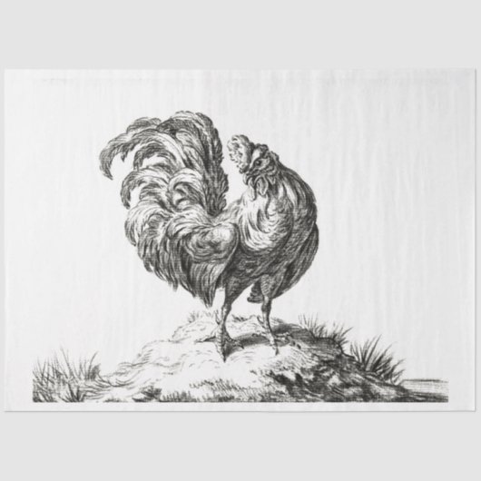 丘の上の鶏のデコページヴィンテージファーム 薄葉紙 (正面)