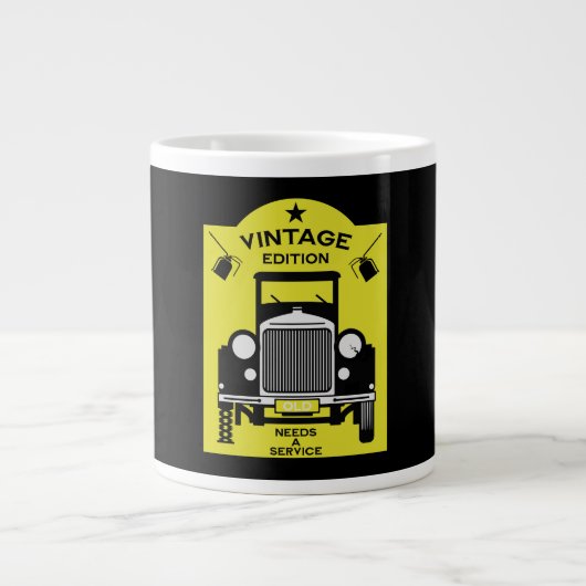 丘の上の60代のハッピーバースデー ジャンボコーヒーマグカップ (正面)