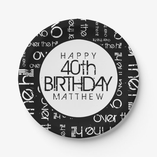 丘の上カスタムの年齢と個人名 ペーパープレート (正面)