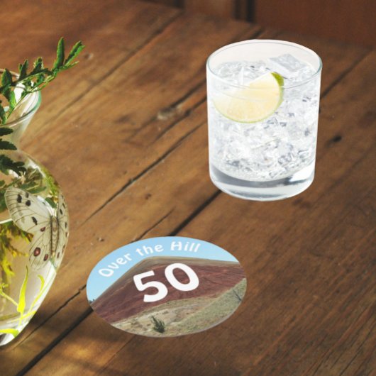 丘の上50誕生日マイルストーン ラウンドペーパーコースター