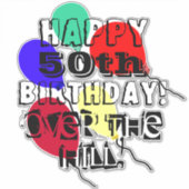 丘の上50誕生日風船ビニル シール (正面)