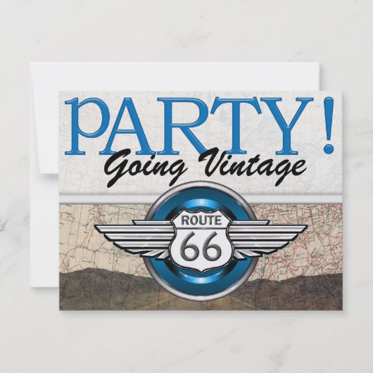 丘の上 – ルート66 – ヴィンテージ車 – SRF 招待状 (正面)